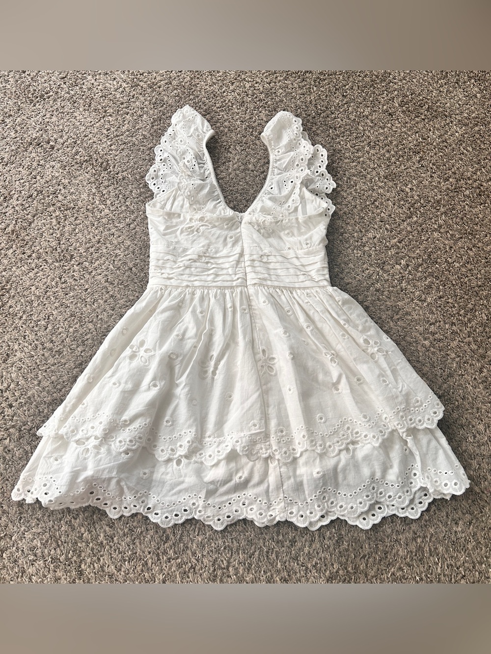 Altar'd State White Eyelet Ruffle Strap Mini Dress - Picture 3 of 7